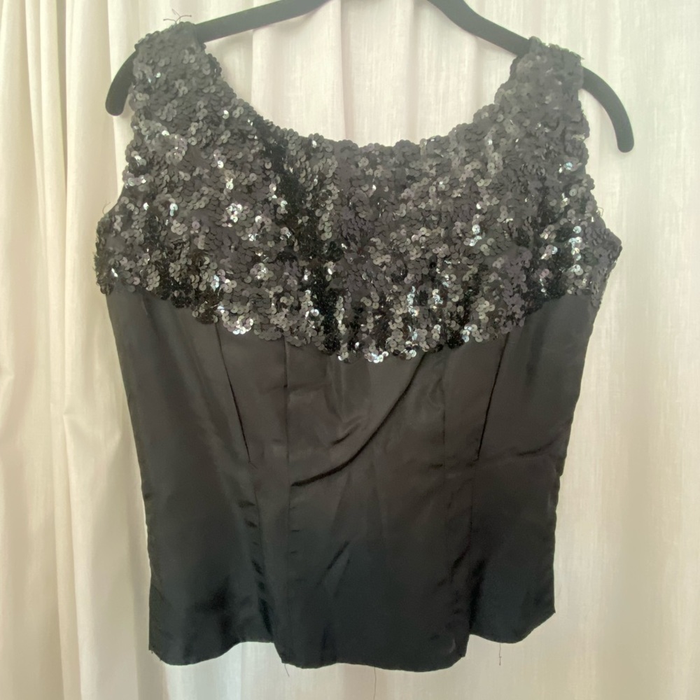 Vintage One of a Kind Black Sequin Tank Top No Tags Size Woman’s Medium